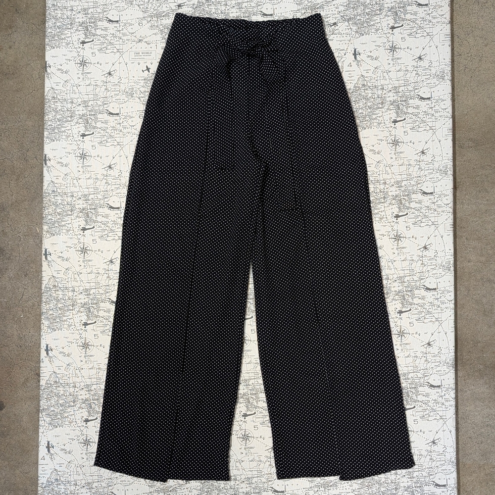 LA Gypsy Black and White Polka Dot Wide-Leg Palazzo Pants With Front Tie Size S